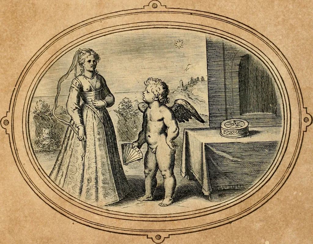 An illustration from Les emblemes de l'amour humain, 1667, leaf 58