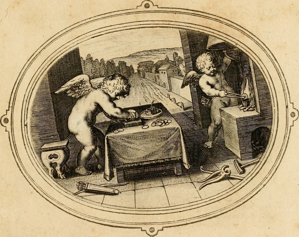 An illustration from Les emblemes de l'amour humain, 1667, leaf 64