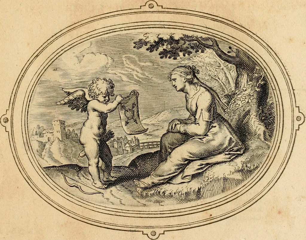 An illustration from Les emblemes de l'amour humain, 1667, leaf 66