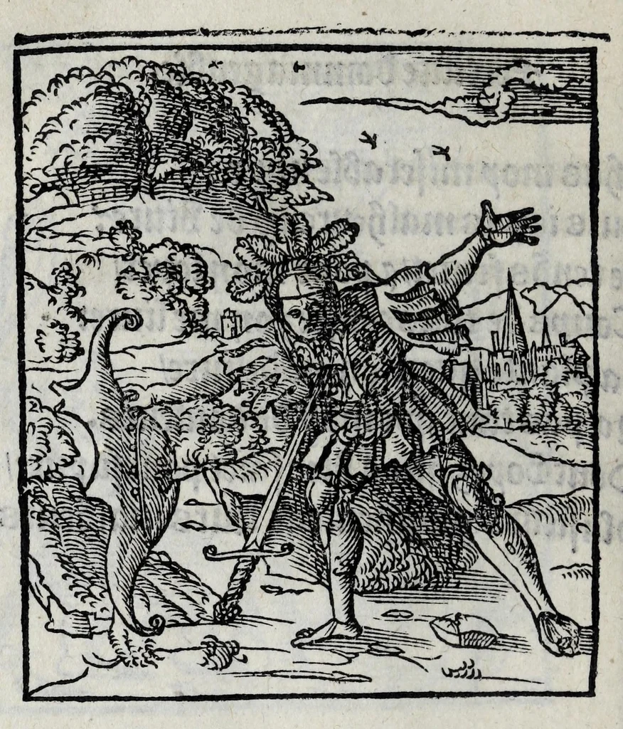 An illustration from Les emblemes de maistre Andre Alciat, mis en rime francoyse, [et] puis nagueres reimprime auec curieuse correction, 1539, leaf 104
