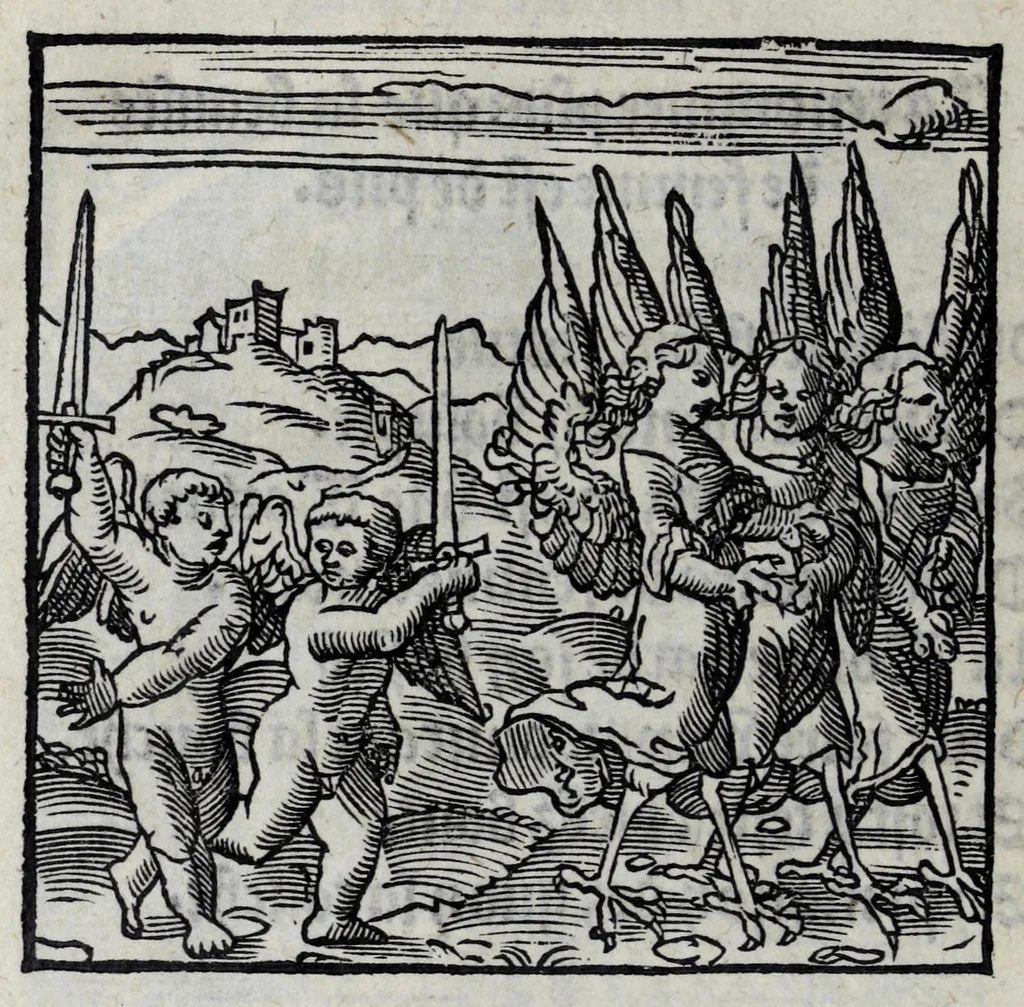 An illustration from Les emblemes de maistre Andre Alciat, mis en rime francoyse, [et] puis nagueres reimprime auec curieuse correction, 1539, leaf 238