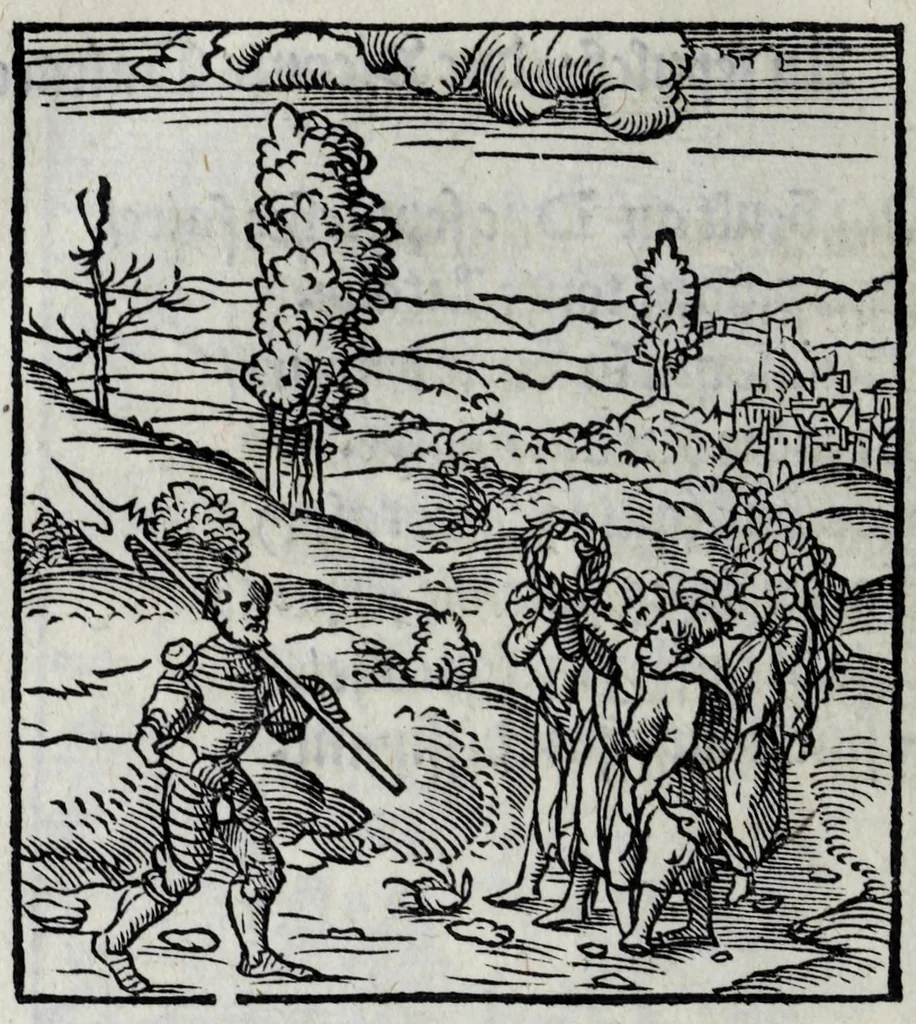 An illustration from Les emblemes de maistre Andre Alciat, mis en rime francoyse, [et] puis nagueres reimprime auec curieuse correction, 1539, leaf 244