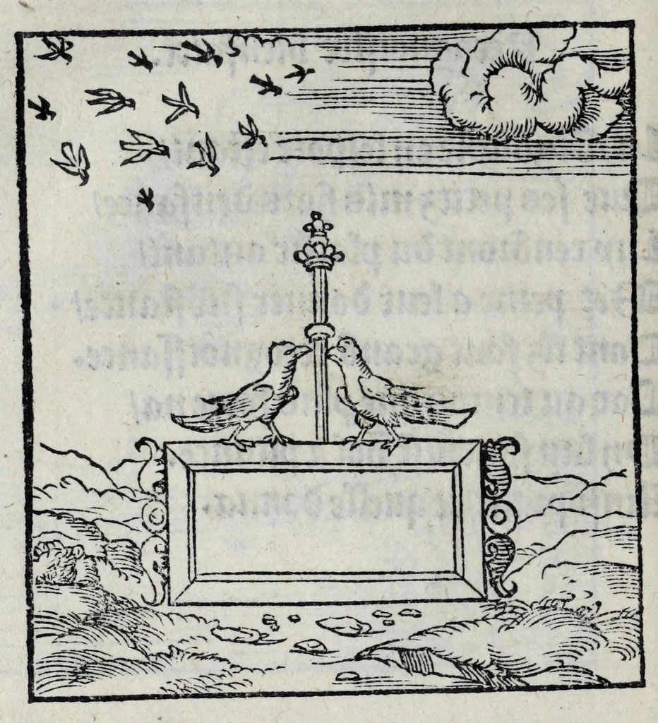 An illustration from Les emblemes de maistre Andre Alciat, mis en rime francoyse, [et] puis nagueres reimprime auec curieuse correction, 1539, leaf 34
