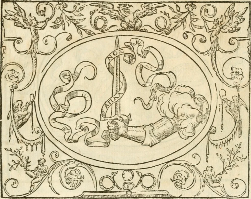 An illustration from Le sententiose imprese ; et, Dialogo, 1560, leaf 32