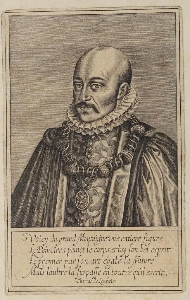 An illustration from Les essais de Michel seignevr de Montaigne, 1595, leaf 10