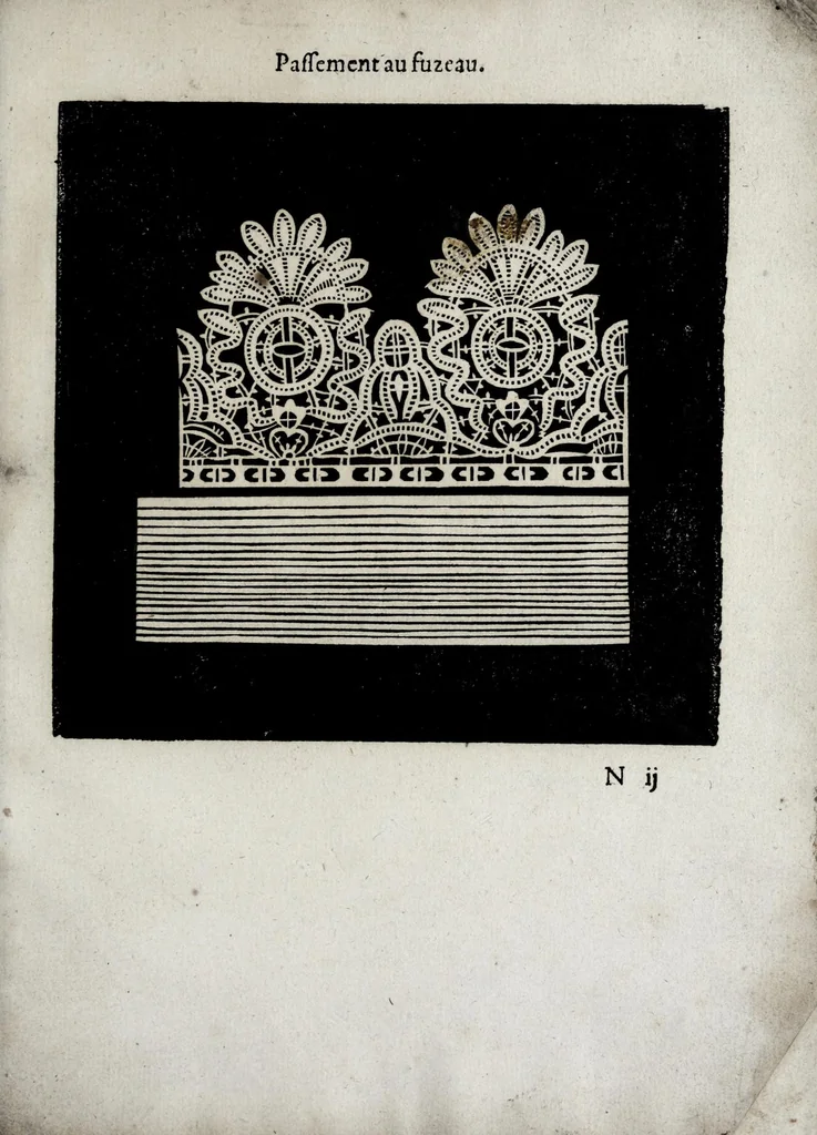 An illustration from Les excellents eschantillons, patrons et modelles du seigneur Federic de Vinciolo venitien : pour apprendre à faire toutes sortes d'ouurages de lingerie, de poinct couppé, grands et petits passements à iour, & dentelles exquises, 1623, leaf 111