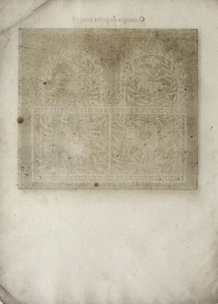 An illustration from Les excellents eschantillons, patrons et modelles du seigneur Federic de Vinciolo venitien : pour apprendre à faire toutes sortes d'ouurages de lingerie, de poinct couppé, grands et petits passements à iour, & dentelles exquises, 1623, leaf 26