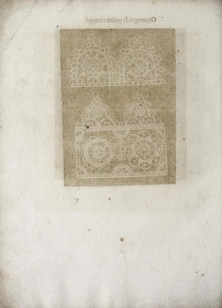 An illustration from Les excellents eschantillons, patrons et modelles du seigneur Federic de Vinciolo venitien : pour apprendre à faire toutes sortes d'ouurages de lingerie, de poinct couppé, grands et petits passements à iour, & dentelles exquises, 1623, leaf 86