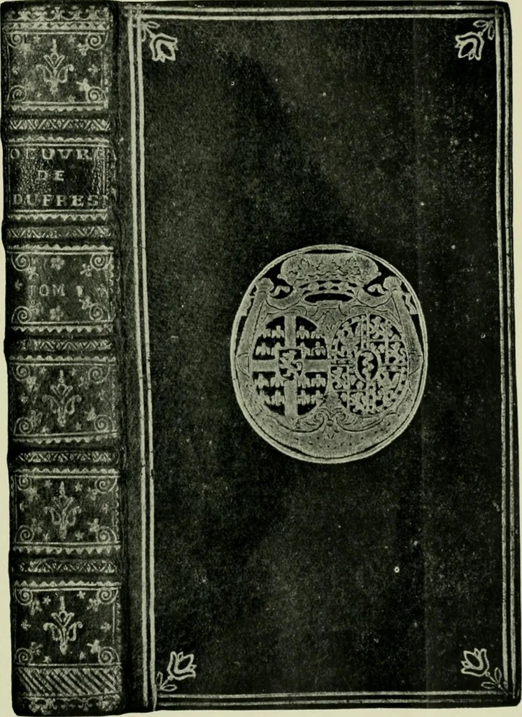 An illustration from Les femmes bibliophiles; catalogue of a collection of books bound by famous binders for royal and distinguished ladies from Marguerite de Valois to the Empress Eugénie, 1919, leaf 110