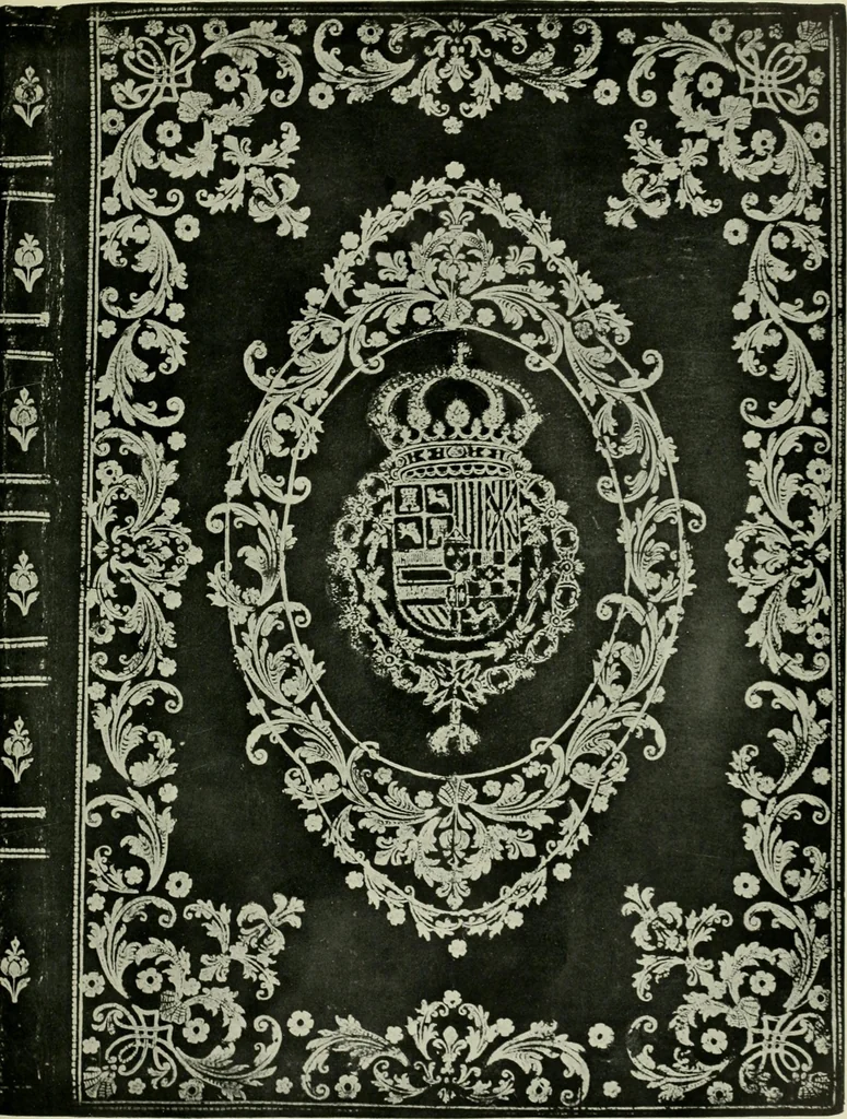 An illustration from Les femmes bibliophiles; catalogue of a collection of books bound by famous binders for royal and distinguished ladies from Marguerite de Valois to the Empress Eugénie, 1919, leaf 116