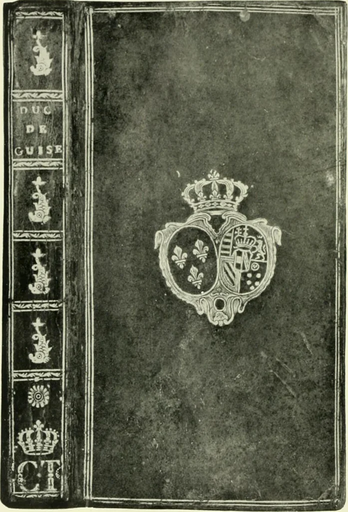 An illustration from Les femmes bibliophiles; catalogue of a collection of books bound by famous binders for royal and distinguished ladies from Marguerite de Valois to the Empress Eugénie, 1919, leaf 147