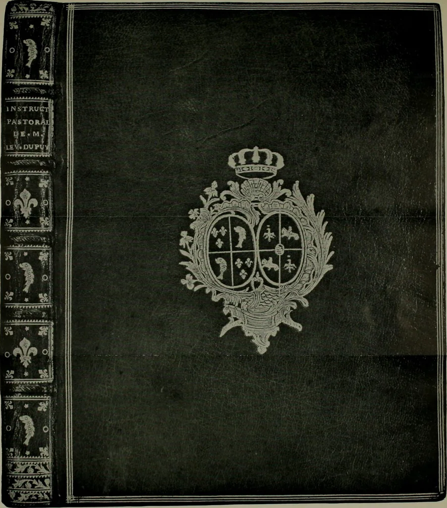 An illustration from Les femmes bibliophiles; catalogue of a collection of books bound by famous binders for royal and distinguished ladies from Marguerite de Valois to the Empress Eugénie, 1919, leaf 163