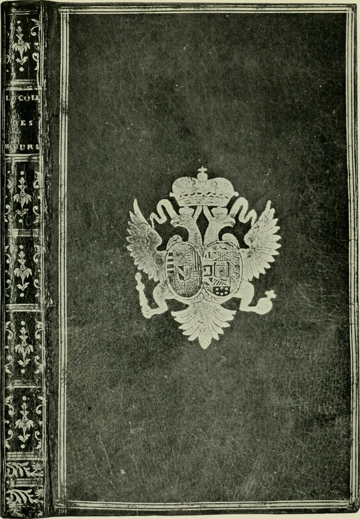 An illustration from Les femmes bibliophiles; catalogue of a collection of books bound by famous binders for royal and distinguished ladies from Marguerite de Valois to the Empress Eugénie, 1919, leaf 174