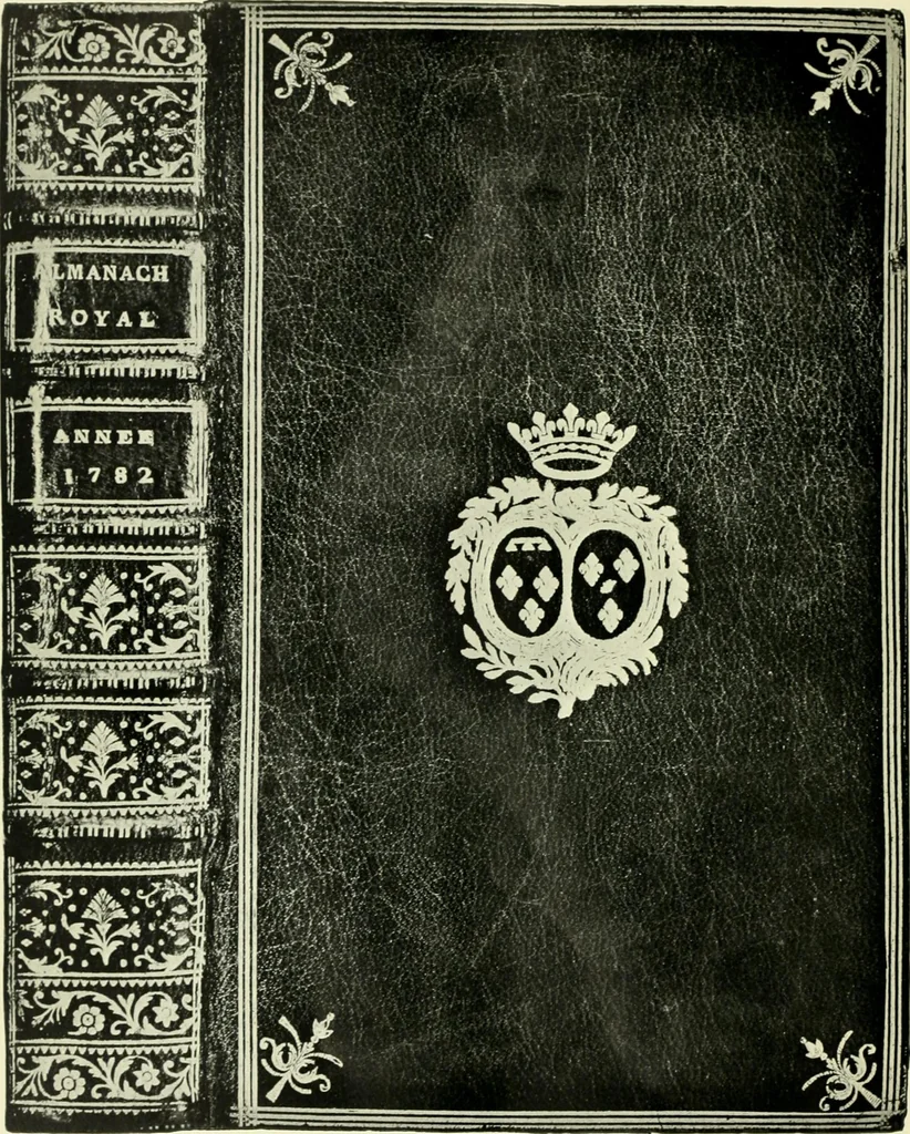 An illustration from Les femmes bibliophiles; catalogue of a collection of books bound by famous binders for royal and distinguished ladies from Marguerite de Valois to the Empress Eugénie, 1919, leaf 183