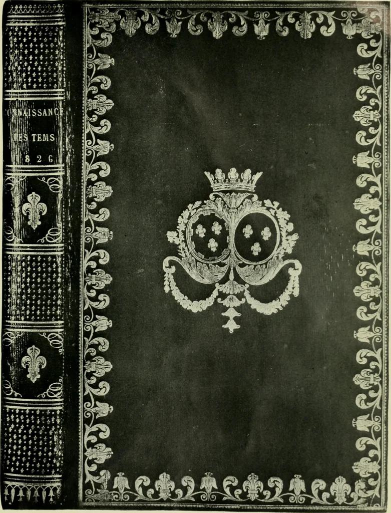 An illustration from Les femmes bibliophiles; catalogue of a collection of books bound by famous binders for royal and distinguished ladies from Marguerite de Valois to the Empress Eugénie, 1919, leaf 196