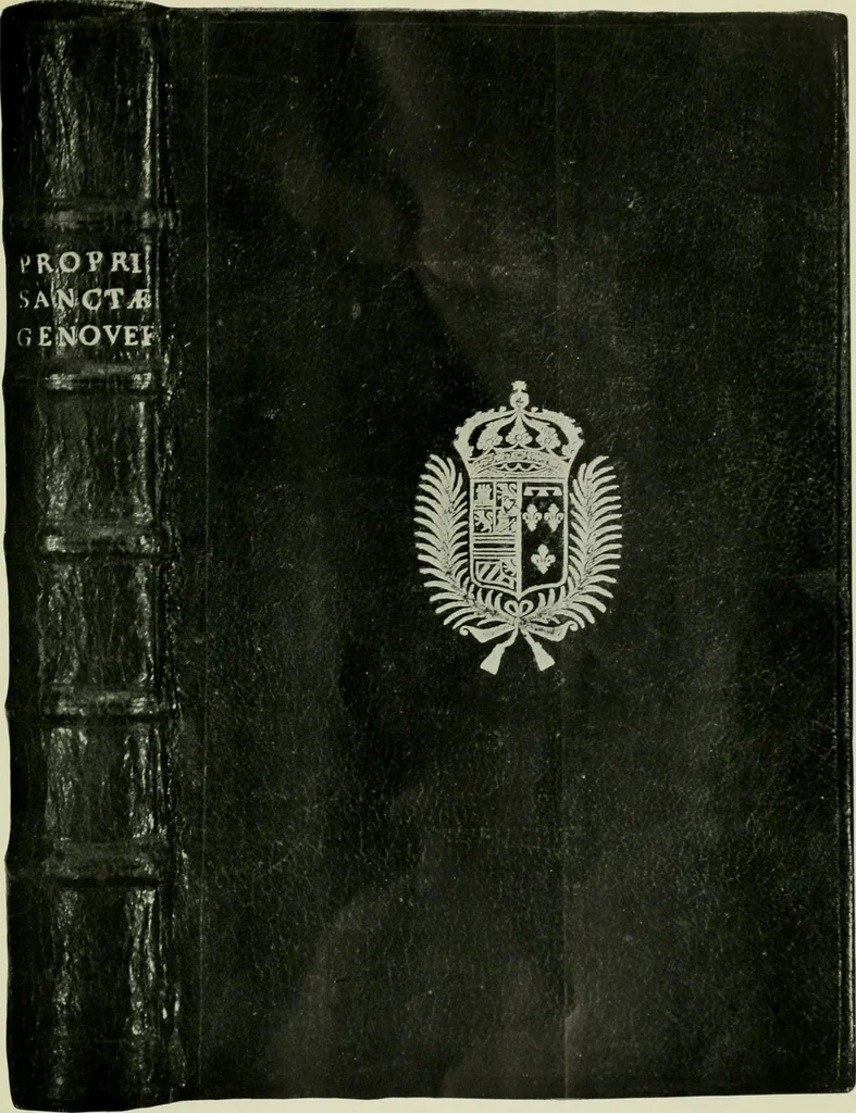 An illustration from Les femmes bibliophiles; catalogue of a collection of books bound by famous binders for royal and distinguished ladies from Marguerite de Valois to the Empress Eugénie, 1919, leaf 52