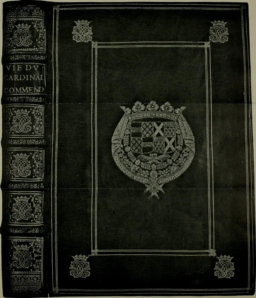 An illustration from Les femmes bibliophiles; catalogue of a collection of books bound by famous binders for royal and distinguished ladies from Marguerite de Valois to the Empress Eugénie, 1919, leaf 55
