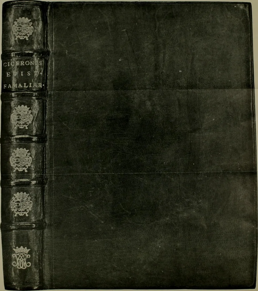 An illustration from Les femmes bibliophiles; catalogue of a collection of books bound by famous binders for royal and distinguished ladies from Marguerite de Valois to the Empress Eugénie, 1919, leaf 73
