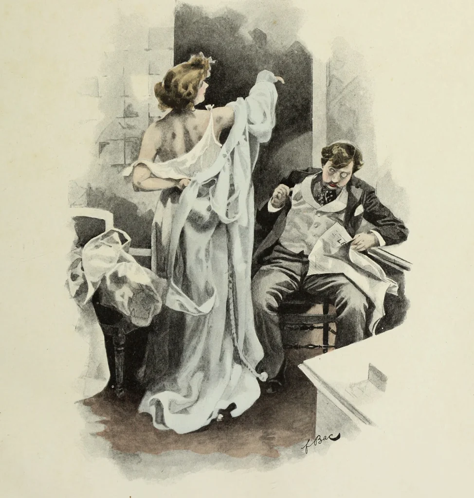 An illustration from Les fetes galantes;, 1894, leaf 18