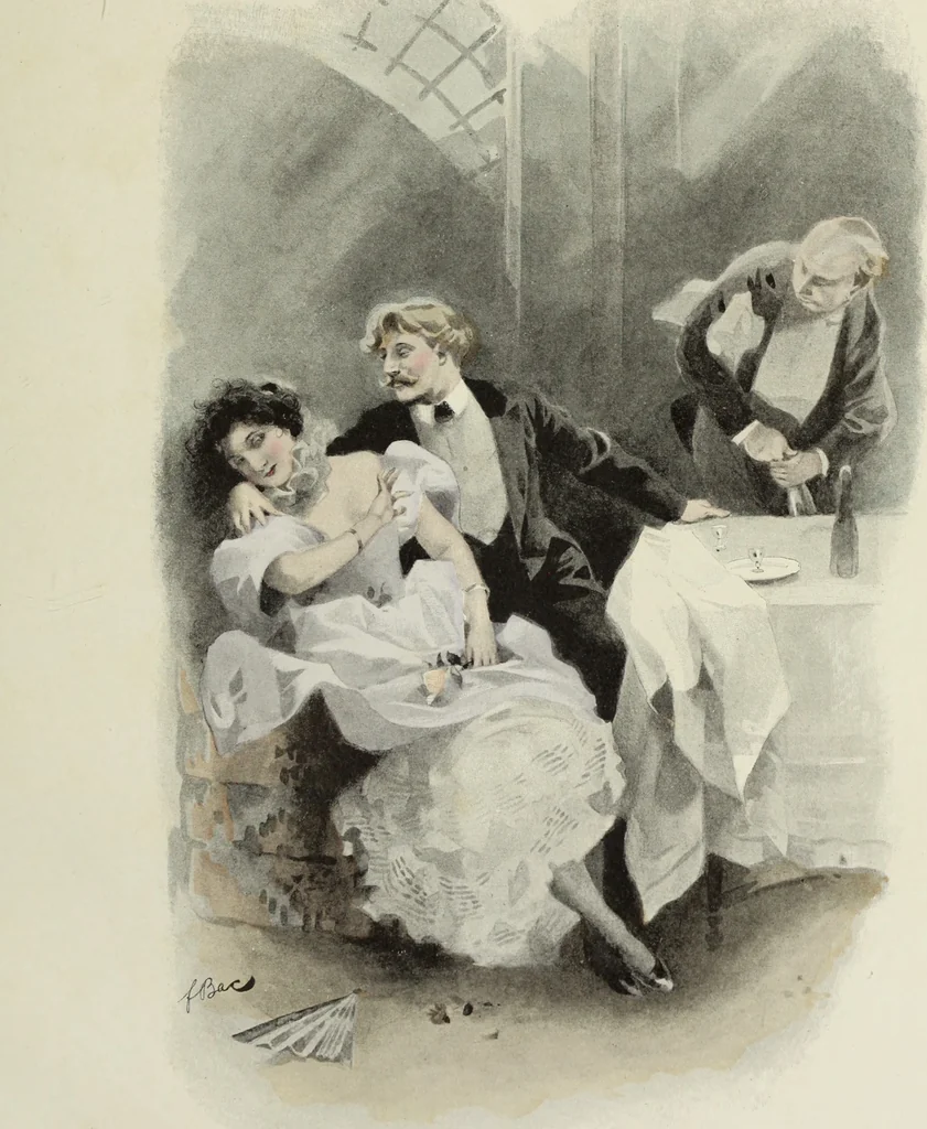 An illustration from Les fetes galantes;, 1894, leaf 34