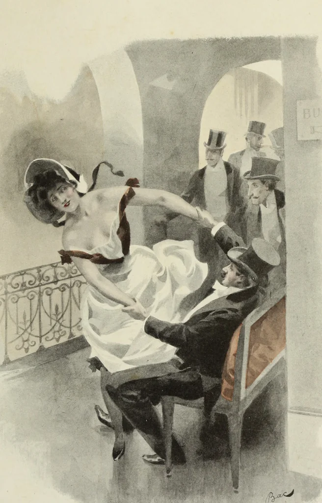 An illustration from Les fetes galantes;, 1894, leaf 36