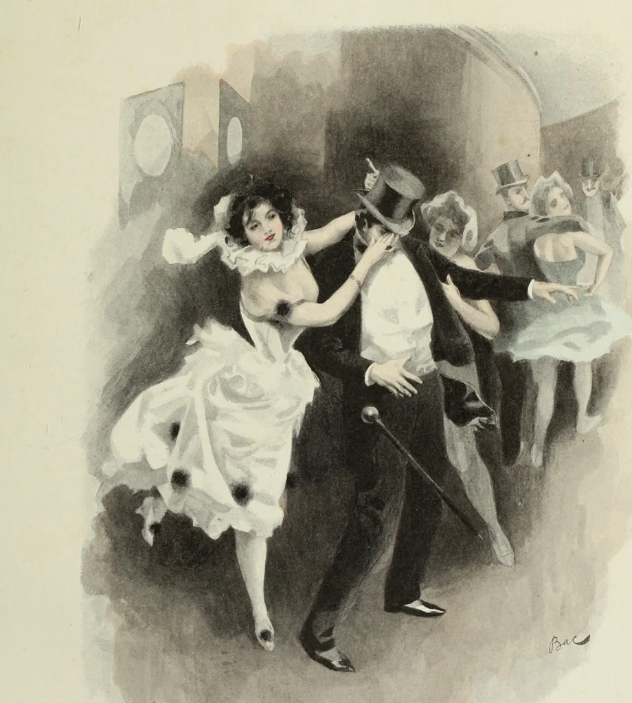 An illustration from Les fetes galantes;, 1894, leaf 38