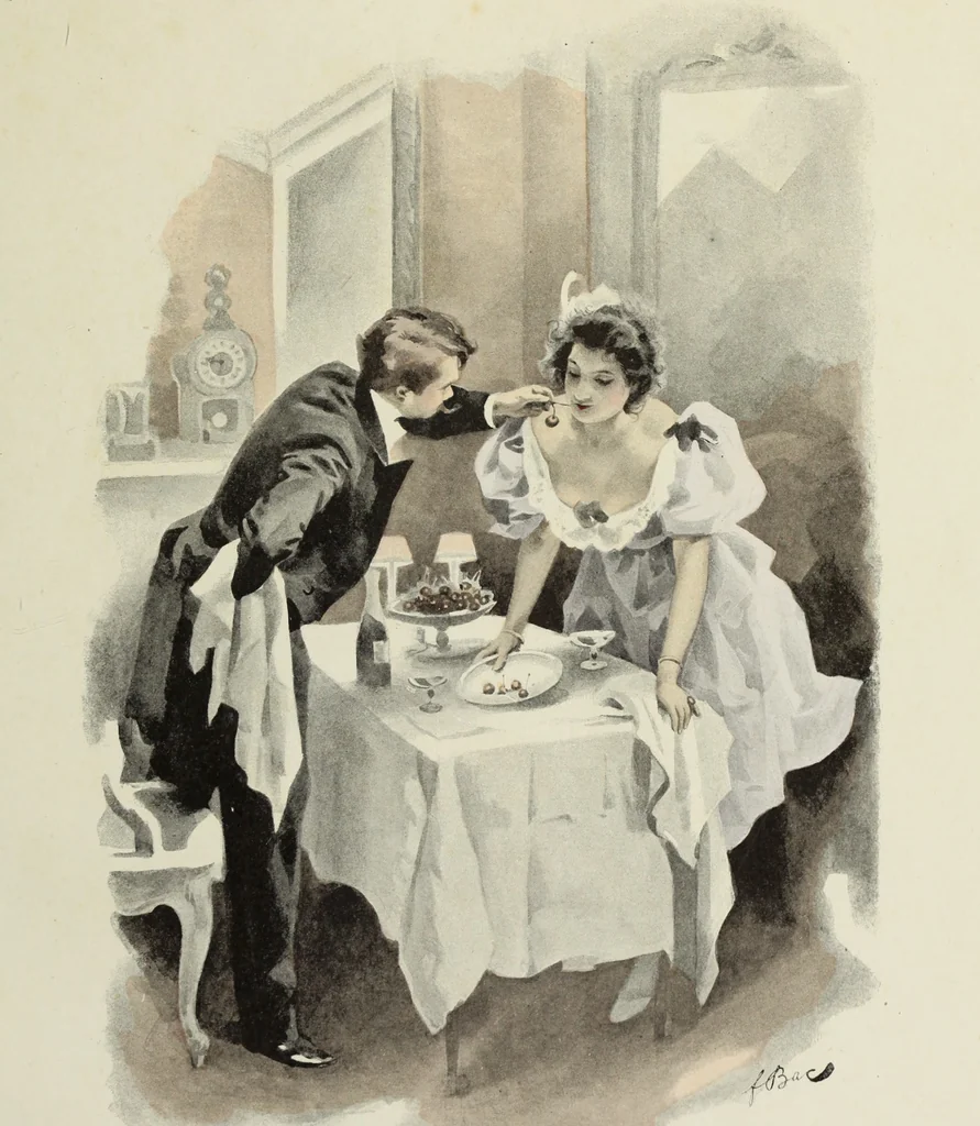 An illustration from Les fetes galantes;, 1894, leaf 42