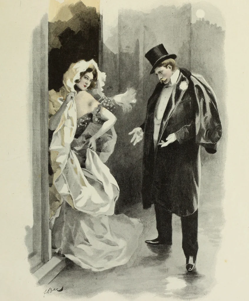 An illustration from Les fetes galantes;, 1894, leaf 54