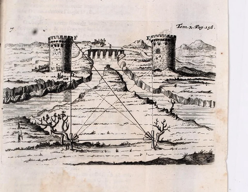 An illustration from Les fonctions de tous les officiers de l'infanterie : depuis celle du sergent jusques à celle du colonel : la fortification offensive & deffensive: la maniere de construire toutes sortes de places regulieres & irregulieres : l'usage du compas de proportion, le tout representé par figures : comme aussi les evolutions militaires, l'exercice du mousquet & de la pique, telles que le roi le fait faire à ses mousquetaires & à son regiment des gardes : & l'abbregé de toutes les ordonnances & reglemens que sa majesté a fait faire depuis 1651 jusques en 1667, et aussi le rang de tous les regimens de France, 1688, leaf 167