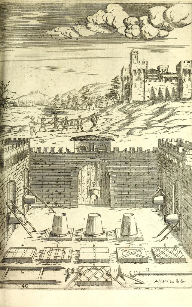An illustration from Les fortifications du chevalier Antoine de Ville : contenans la maniere de fortifier toute sorte de places ... : avec l'ataque et les moyens de prendre les places ... : plus la defense .., 1628, leaf 289
