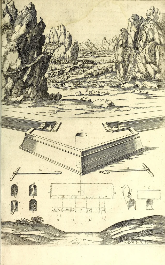 An illustration from Les fortifications du chevalier Antoine de Ville : contenans la maniere de fortifier toute sorte de places ... : avec l'ataque et les moyens de prendre les places ... : plus la defense .., 1628, leaf 443