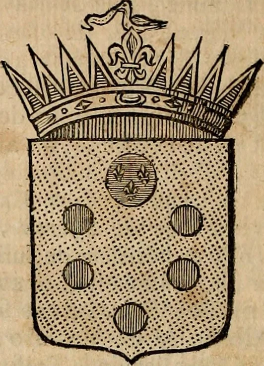An illustration from Les généaologies historiques des rois, empereurs, &c : et de toutes les maisons souveraines qui ont subsisté jusqu'à présent, exposées dans les cartes généalogiques tirées des meilleurs auteurs, avec des explications historiques et chronologiques .., 1736, leaf 241