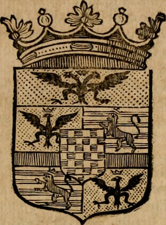 An illustration from Les généaologies historiques des rois, empereurs, &c : et de toutes les maisons souveraines qui ont subsisté jusqu'à présent, exposées dans les cartes généalogiques tirées des meilleurs auteurs, avec des explications historiques et chronologiques .., 1736, leaf 380