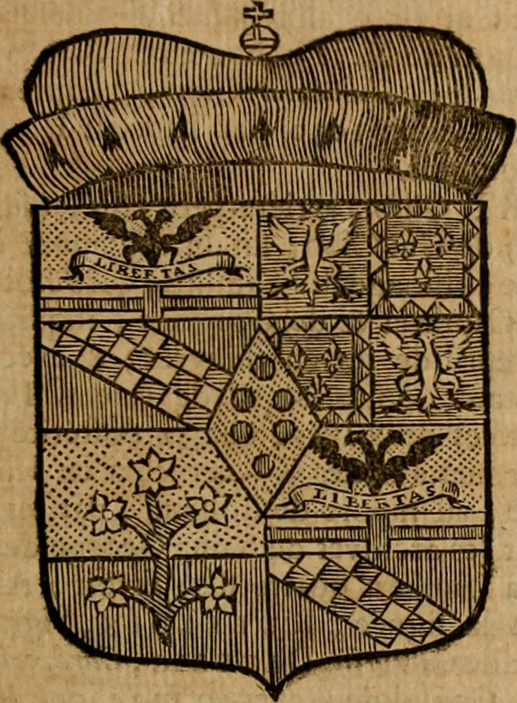 An illustration from Les généaologies historiques des rois, empereurs, &c : et de toutes les maisons souveraines qui ont subsisté jusqu'à présent, exposées dans les cartes généalogiques tirées des meilleurs auteurs, avec des explications historiques et chronologiques .., 1736, leaf 420