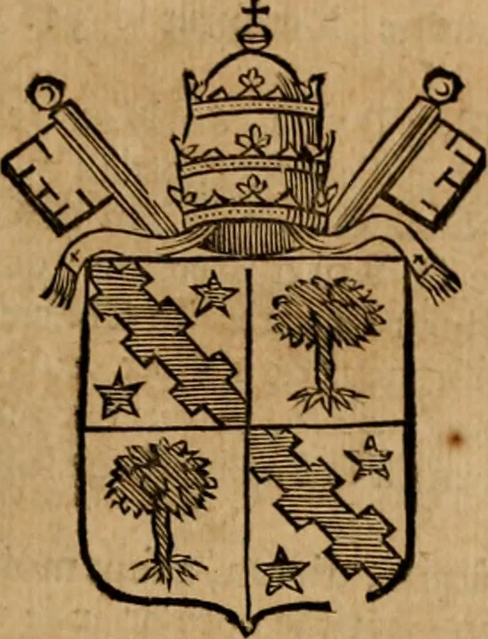 An illustration from Les généaologies historiques des rois, empereurs, &c : et de toutes les maisons souveraines qui ont subsisté jusqu'à présent, exposées dans les cartes généalogiques tirées des meilleurs auteurs, avec des explications historiques et chronologiques .., 1736, leaf 628