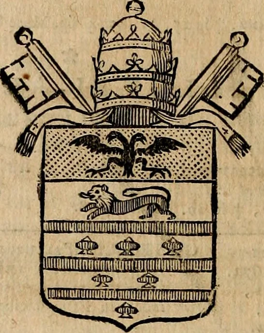 An illustration from Les généaologies historiques des rois, empereurs, &c : et de toutes les maisons souveraines qui ont subsisté jusqu'à présent, exposées dans les cartes généalogiques tirées des meilleurs auteurs, avec des explications historiques et chronologiques .., 1736, leaf 669
