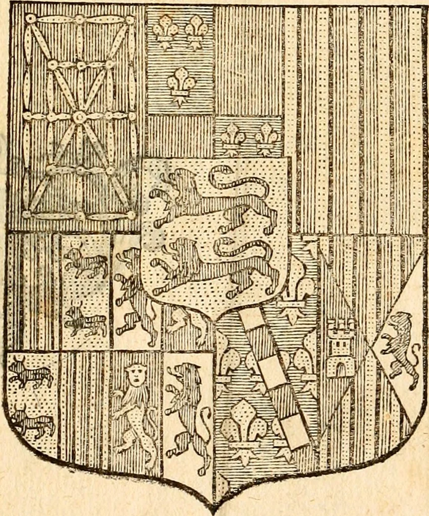An illustration from Les généaologies historiques des rois, empereurs, &c : et de toutes les maisons souveraines qui ont subsisté jusqu'à présent, exposées dans les cartes généalogiques tirées des meilleurs auteurs, avec des explications historiques et chronologiques .., 1736, leaf 146