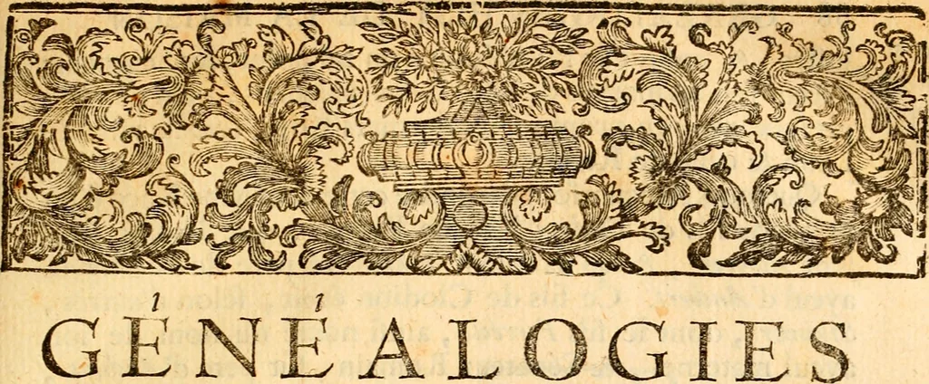 An illustration from Les généaologies historiques des rois, empereurs, &c : et de toutes les maisons souveraines qui ont subsisté jusqu'à présent, exposées dans les cartes généalogiques tirées des meilleurs auteurs, avec des explications historiques et chronologiques .., 1736, leaf 152