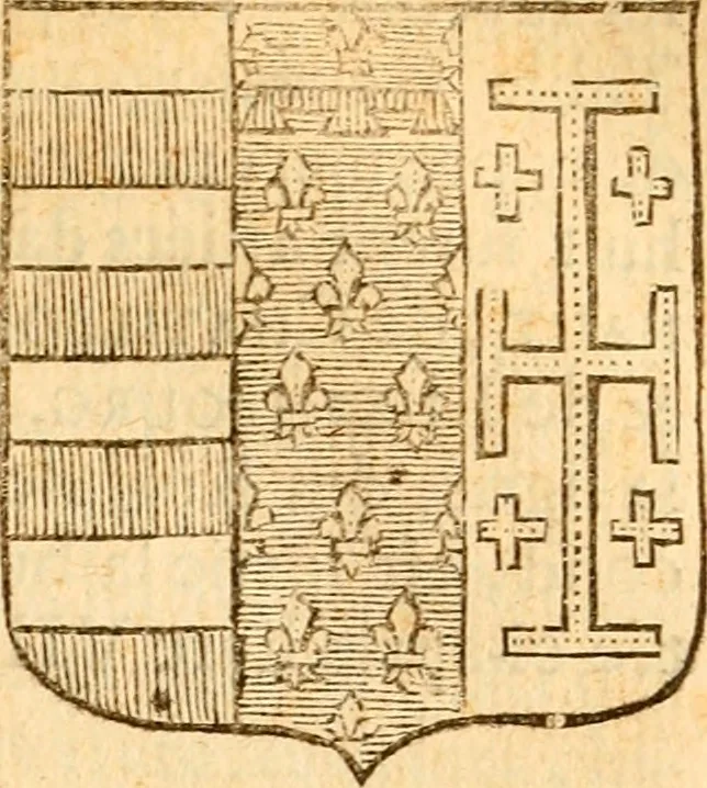 An illustration from Les généaologies historiques des rois, empereurs, &c : et de toutes les maisons souveraines qui ont subsisté jusqu'à présent, exposées dans les cartes généalogiques tirées des meilleurs auteurs, avec des explications historiques et chronologiques .., 1736, leaf 318