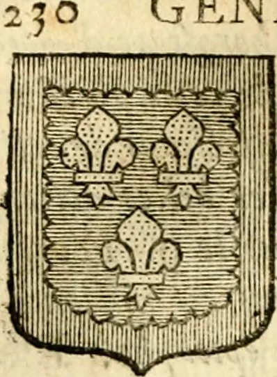 An illustration from Les généaologies historiques des rois, empereurs, &c : et de toutes les maisons souveraines qui ont subsisté jusqu'à présent, exposées dans les cartes généalogiques tirées des meilleurs auteurs, avec des explications historiques et chronologiques .., 1736, leaf 341