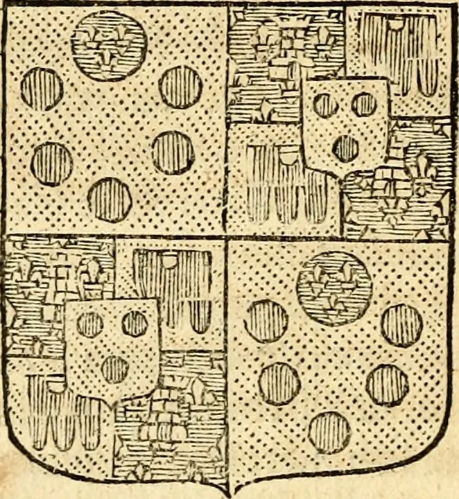 An illustration from Les généaologies historiques des rois, empereurs, &c : et de toutes les maisons souveraines qui ont subsisté jusqu'à présent, exposées dans les cartes généalogiques tirées des meilleurs auteurs, avec des explications historiques et chronologiques .., 1736, leaf 379