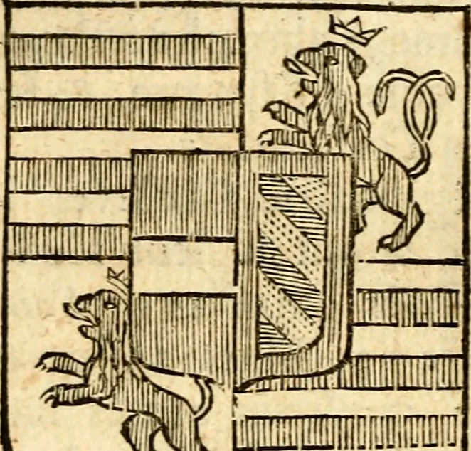 An illustration from Les généaologies historiques des rois, empereurs, &c : et de toutes les maisons souveraines qui ont subsisté jusqu'à présent, exposées dans les cartes généalogiques tirées des meilleurs auteurs, avec des explications historiques et chronologiques .., 1736, leaf 387