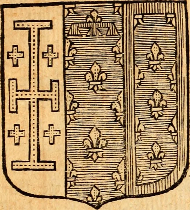 An illustration from Les généaologies historiques des rois, empereurs, &c : et de toutes les maisons souveraines qui ont subsisté jusqu'à présent, exposées dans les cartes généalogiques tirées des meilleurs auteurs, avec des explications historiques et chronologiques .., 1736, leaf 418