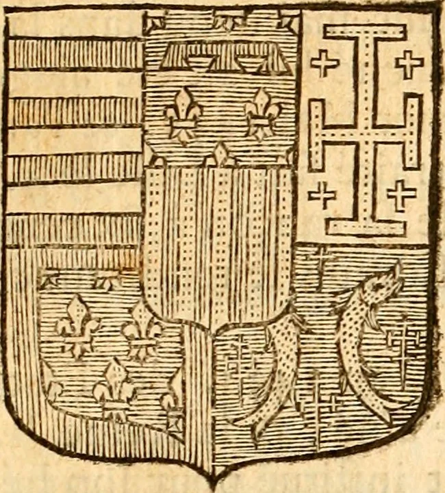 An illustration from Les généaologies historiques des rois, empereurs, &c : et de toutes les maisons souveraines qui ont subsisté jusqu'à présent, exposées dans les cartes généalogiques tirées des meilleurs auteurs, avec des explications historiques et chronologiques .., 1736, leaf 426