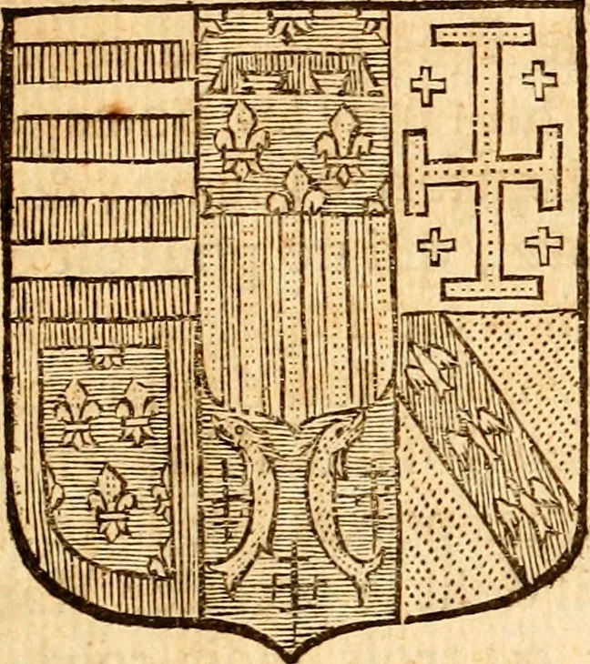 An illustration from Les généaologies historiques des rois, empereurs, &c : et de toutes les maisons souveraines qui ont subsisté jusqu'à présent, exposées dans les cartes généalogiques tirées des meilleurs auteurs, avec des explications historiques et chronologiques .., 1736, leaf 430