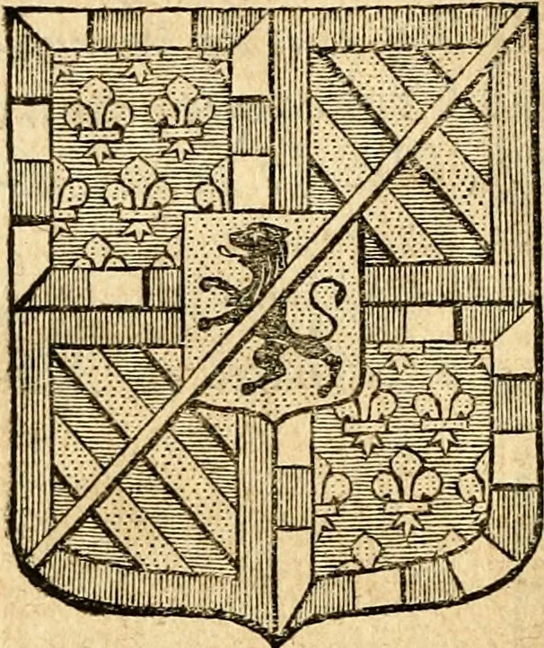 An illustration from Les généaologies historiques des rois, empereurs, &c : et de toutes les maisons souveraines qui ont subsisté jusqu'à présent, exposées dans les cartes généalogiques tirées des meilleurs auteurs, avec des explications historiques et chronologiques .., 1736, leaf 443
