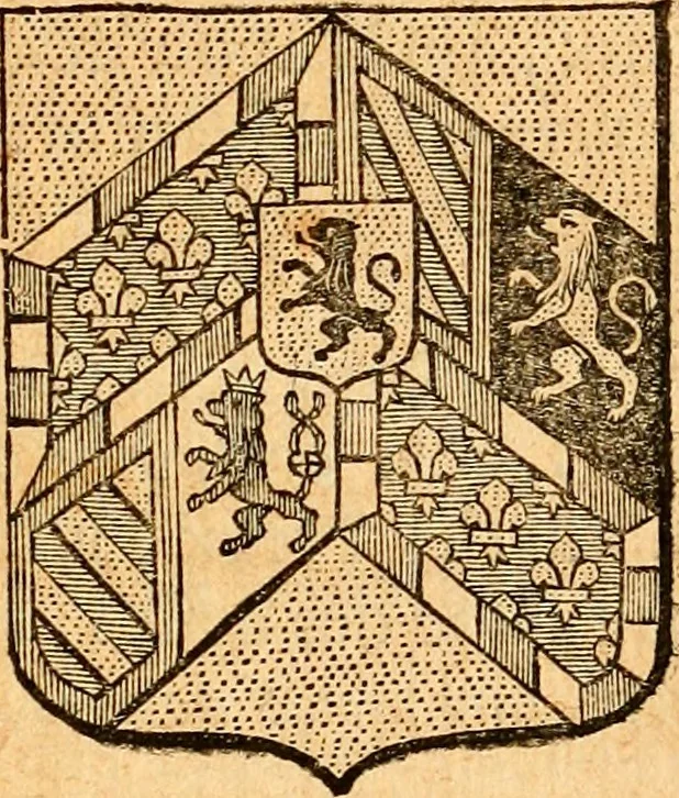 An illustration from Les généaologies historiques des rois, empereurs, &c : et de toutes les maisons souveraines qui ont subsisté jusqu'à présent, exposées dans les cartes généalogiques tirées des meilleurs auteurs, avec des explications historiques et chronologiques .., 1736, leaf 444