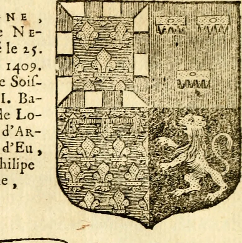 An illustration from Les généaologies historiques des rois, empereurs, &c : et de toutes les maisons souveraines qui ont subsisté jusqu'à présent, exposées dans les cartes généalogiques tirées des meilleurs auteurs, avec des explications historiques et chronologiques .., 1736, leaf 451