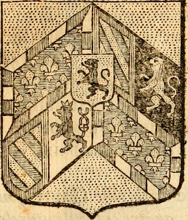 An illustration from Les généaologies historiques des rois, empereurs, &c : et de toutes les maisons souveraines qui ont subsisté jusqu'à présent, exposées dans les cartes généalogiques tirées des meilleurs auteurs, avec des explications historiques et chronologiques .., 1736, leaf 466