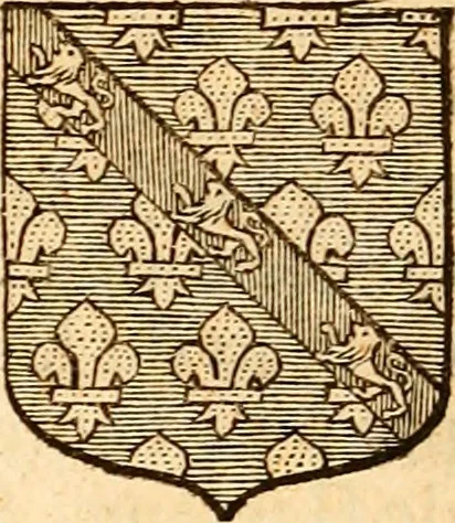 An illustration from Les généaologies historiques des rois, empereurs, &c : et de toutes les maisons souveraines qui ont subsisté jusqu'à présent, exposées dans les cartes généalogiques tirées des meilleurs auteurs, avec des explications historiques et chronologiques .., 1736, leaf 524